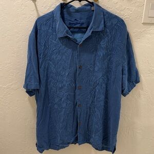 Tommy Bahama Blue Tropical Silk Shirt XXL